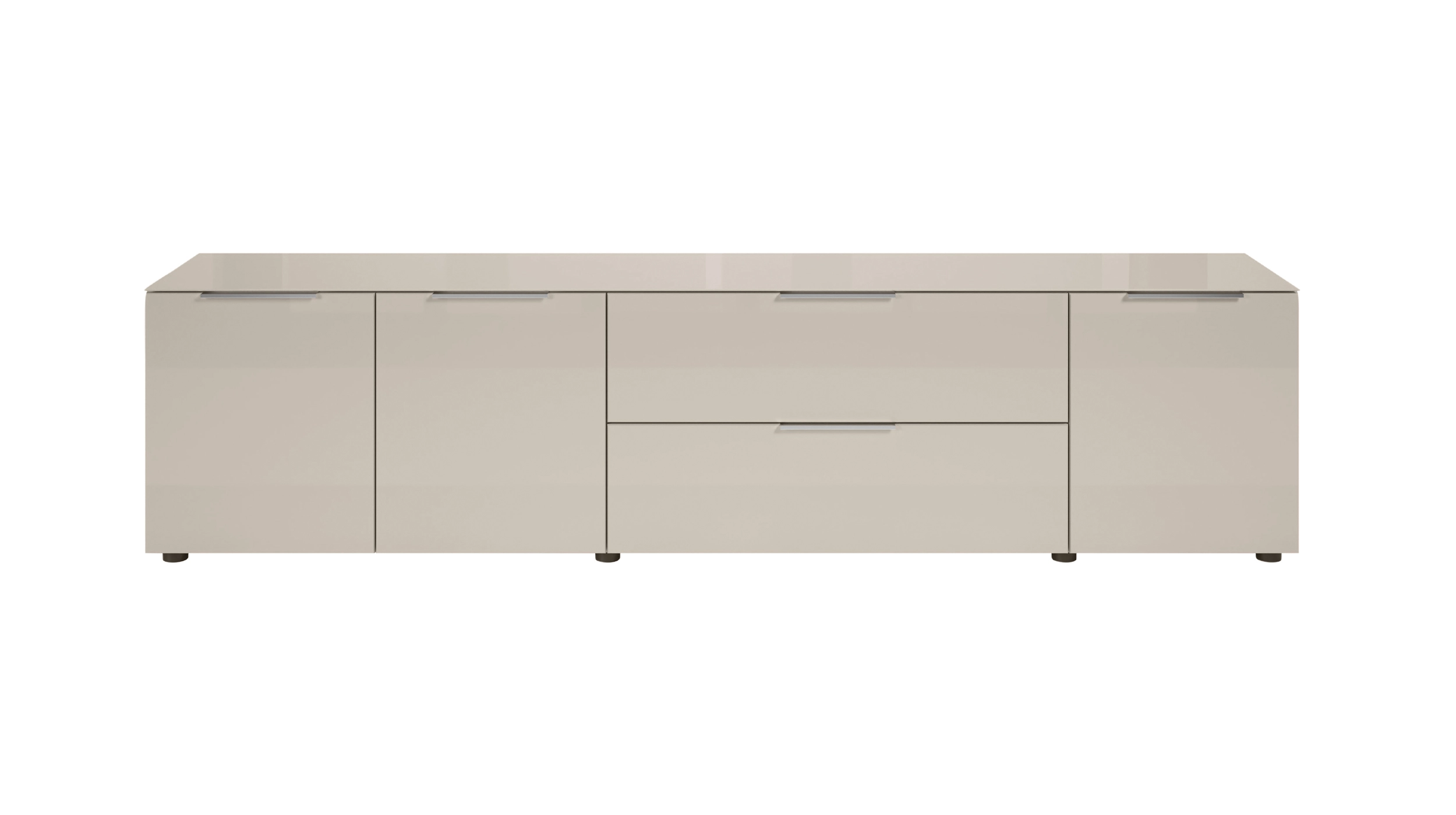 TV-Lowboard beige - Glasfront - 226 cm - SANTORIN