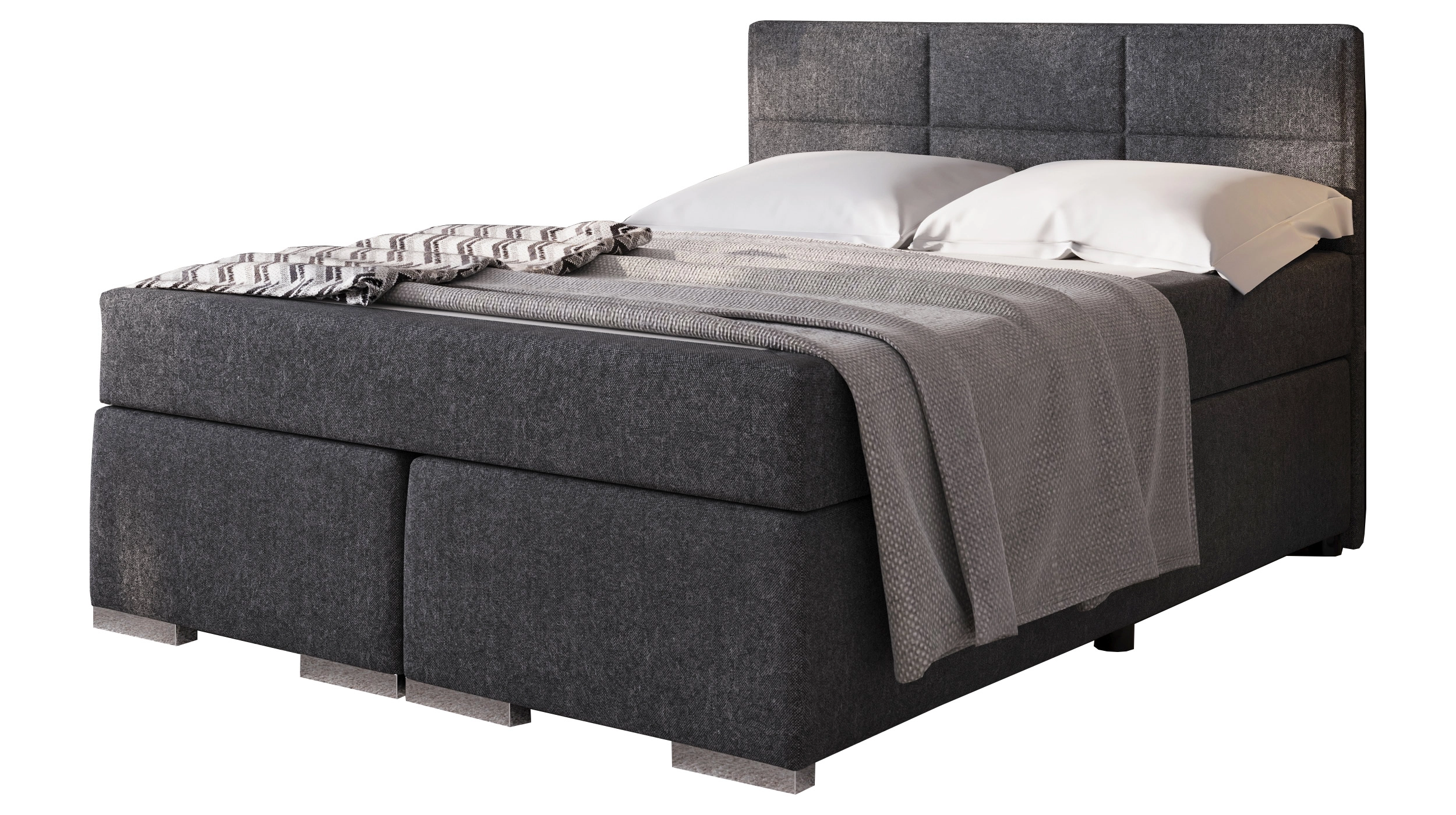 Boxbett 140 x 200 cm grau mit Stoffbezug - Modell ONE