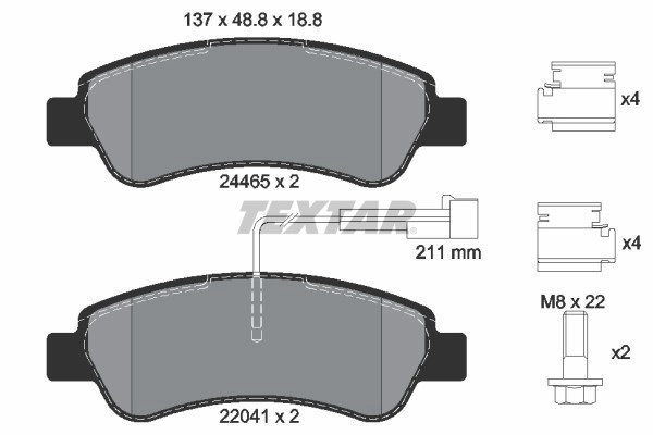 TEXTAR Bremsbelagsatz Q+ 2446503 Bremsbeläge,Bremsklötze FIAT,PEUGEOT,CITROËN,Ducato Kastenwagen (250_, 290_),Ducato Bus (250_, 290_)