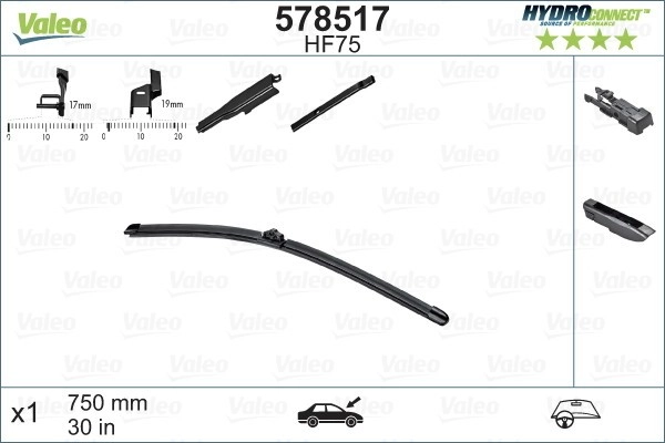 VALEO Scheibenwischer 578517 Wischblatt,Wischerblätter FORD,RENAULT,PEUGEOT,S-MAX (WA6),GALAXY (WA6),Transit V363 Kastenwagen (FCD, FDD),S-Max (CJ)