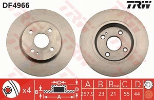 TRW Bremsscheibe DF4966 Bremsscheiben,Scheibenbremsen FORD,MAZDA,Fiesta Mk6 Limousine,2 Schrägheck (DE_, DH_3),2 Stufenheck (DE)