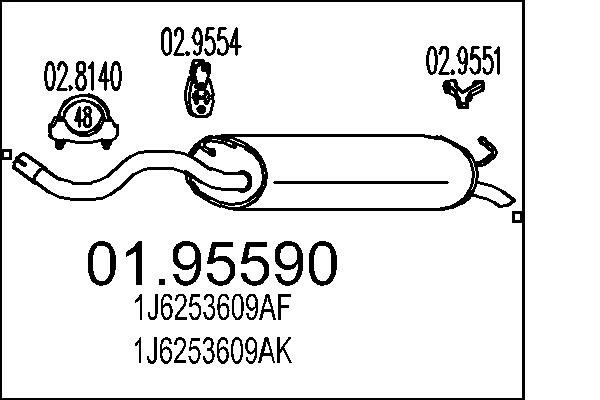 MTS Endschalldämpfer 01.95590 Endtopf,Auspuff Endtopf VW,SEAT,Golf IV Schrägheck (1J1),New Beetle Schrägheck (9C1, 1C1),New Beetle Cabrio (1Y7)