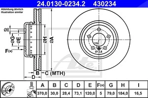 ATE Bremsscheibe 24.0130-0234.2 Bremsscheiben,Scheibenbremsen BMW,3 Touring (F31),3 Limousine (F30, F80),3 GT (F34),4 Gran Coupe (F36)