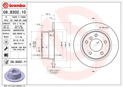 BREMBO Bremsscheibe 08.8302.11 Bremsscheiben,Scheibenbremsen BMW,3 Compact (E36)