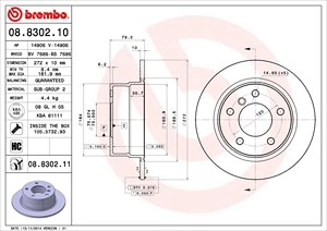 BREMBO Bremsscheibe 08.8302.11 Bremsscheiben,Scheibenbremsen BMW,3 Compact (E36)