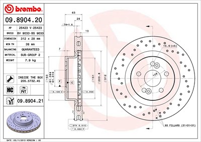 BREMBO Bremsscheibe 09.8904.21 Bremsscheiben,Scheibenbremsen RENAULT,MEGANE II (BM0/1_, CM0/1_)