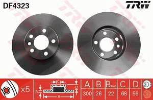 TRW Bremsscheibe DF4323 Bremsscheiben,Scheibenbremsen VW,FORD,SEAT,Transporter IV Bus (70B, 70C, 7DB, 7DK, 70J, 70K, 7DC, 7DJ),SHARAN (7M8, 7M9, 7M6)