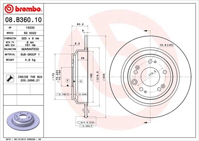 BREMBO Bremsscheibe 08.B360.10 Bremsscheiben,Scheibenbremsen HONDA,ACCORD VIII (CU),ACCORD VIII Kombi,Accord IX Limousine (CR)