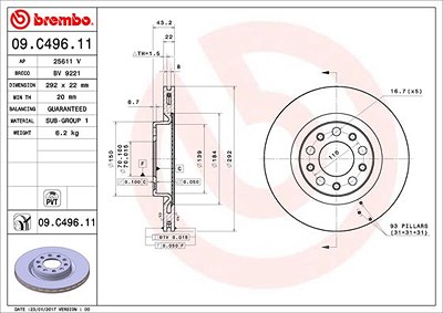 BREMBO Bremsscheibe 09.C496.11 Bremsscheiben,Scheibenbremsen ALFA ROMEO,GIULIA (952_),Stelvio (949_)