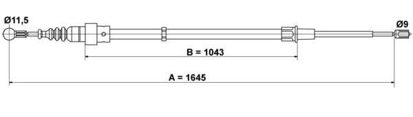 ATE Handbremsseil 24.3727-0197.2 Bremsseil,Seilzug Feststellbremse VW,SKODA,SEAT,POLO (9N_),Polo Limousine (9A4, 9A2, 9N2, 9A6),Polo Limousine (9N4)