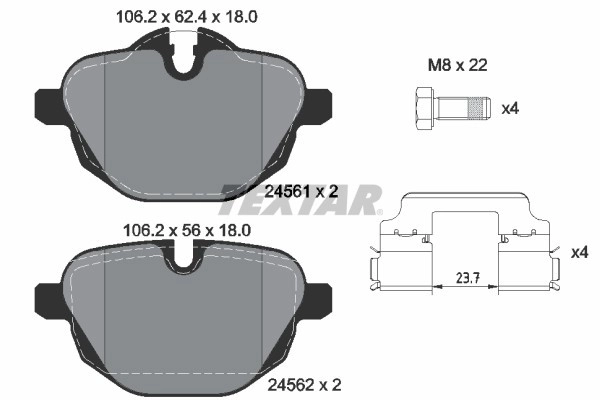 TEXTAR Bremsbelagsatz 2456101 Bremsbeläge,Bremsklötze BMW,5 Touring (F11),5 Limousine (F10),X3 (F25),5 Limousine (G30, F90),X4 (F26),Z4 Roadster (E89)