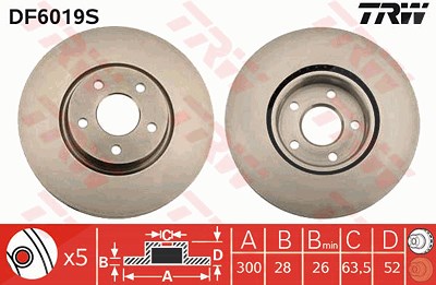 TRW Bremsscheibe DF6019S Bremsscheiben,Scheibenbremsen FORD,MONDEO IV Turnier (BA7),MONDEO IV (BA7),MONDEO IV Stufenheck (BA7)