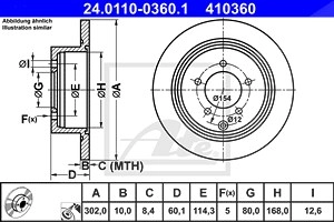 ATE Bremsscheibe 24.0110-0360.1 Bremsscheiben,Scheibenbremsen PEUGEOT,CITROËN,MITSUBISHI,4007 (VU_, VV_),4008 SUV,C-CROSSER (EP_),C4 AIRCROSS