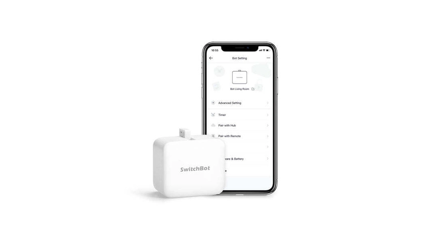 SwitchBot Smarter Tastendrücker, flexibel anbringbar, Bluetooth, App, weiß