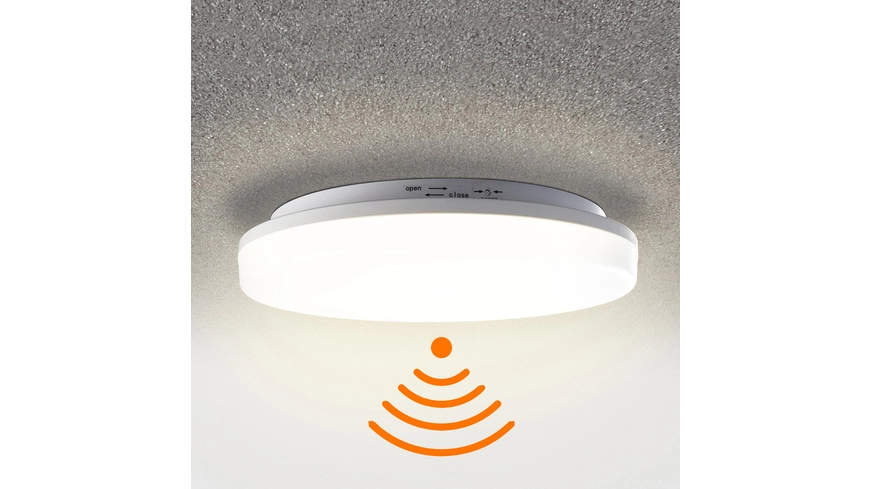HEITRONIC 24-W-LED-Wand-/Deckenleuchte Pronto mit HF-Bewegungsmelder, warmweiß, rund, IP54
