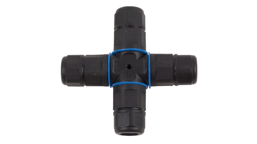 HEITRONIC Kreuz-Kabelverbinder, 3-polig, IP68, mit Schraubklemmen, wasserdicht bis 1 m