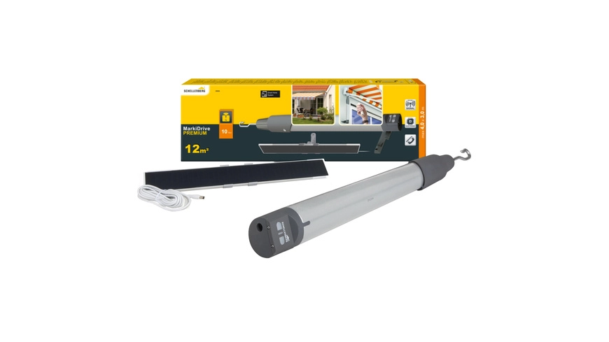 Schellenberg Funk-Akku-Markisenantrieb mit Solarpanel, fernbedienbar