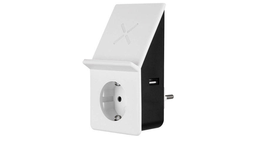 REV Ritter USB-Ladegerät mit Induktionsladefläche und Steckdose, weiß/schwarz