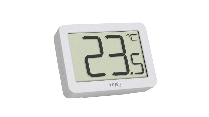 TFA Digitales Thermometer für Raumtemperatur-Erfassung, Magnetmontage, kompakt, weiß
