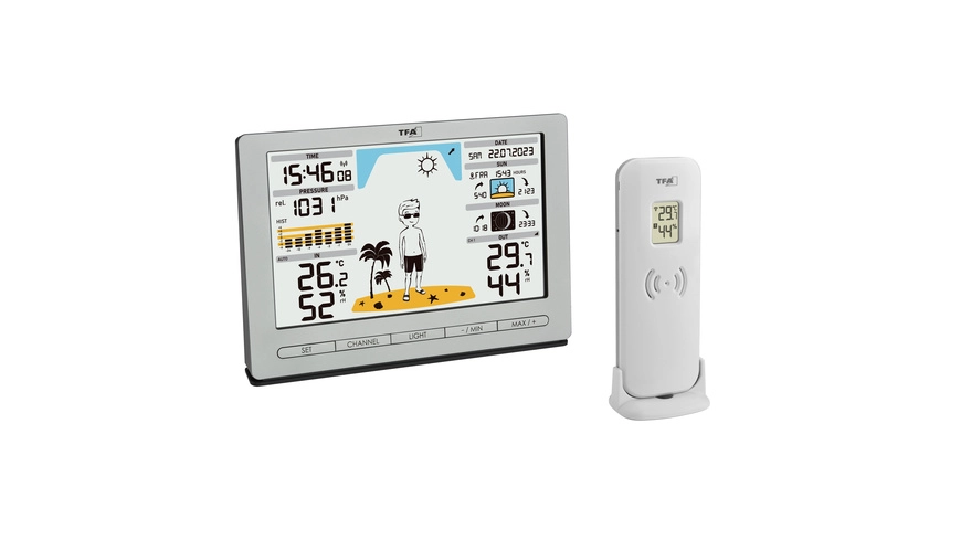 TFA Funk-Wetterstation METEO JACK mit Wettervorhersage-Funktion, Luftdruck, Funkuhr/Datum, 433 MHz