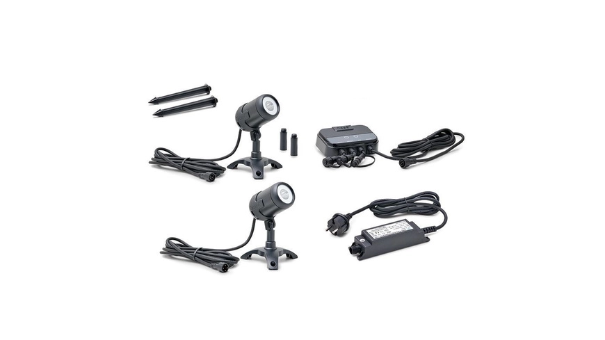 Oase LunAqua Connect Starter Set Controllable, 2 Spots (1x RGB+ 1 xWeiß), Controller, IP68, WLAN