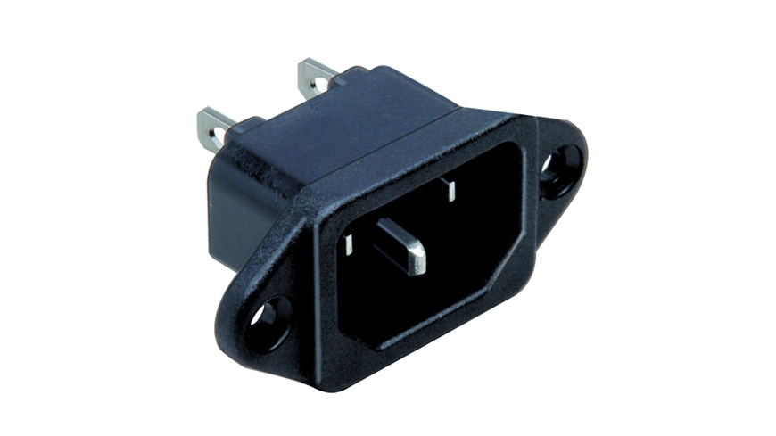 BKL Electronic Einbau-Kaltgerätestecker C14, Steck- Lötkontakt, Flanschbefestigung