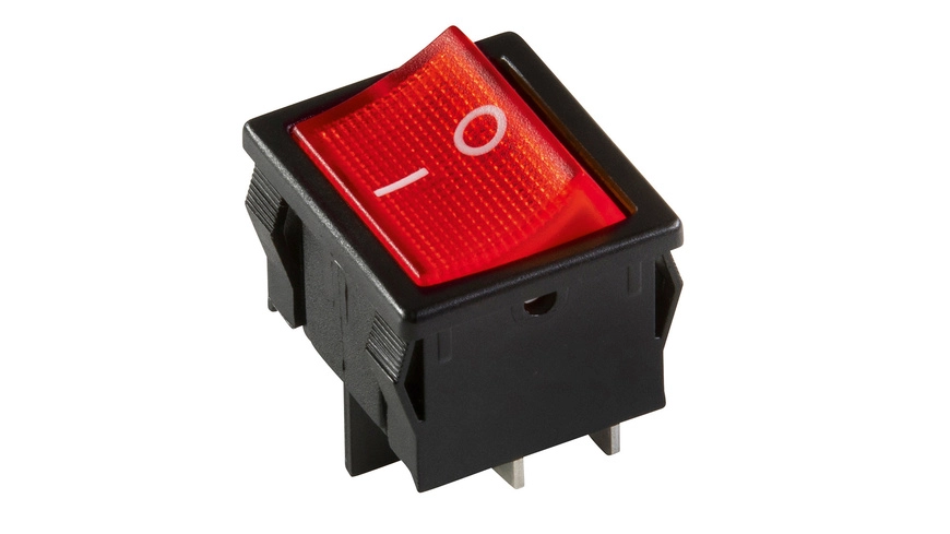 inter Bär Einbau-Wippenschalter Serie 3628, 10 A, 250 V, schwarz/rot