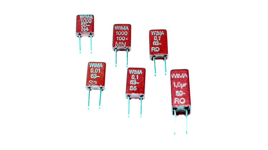 WIMA MKS-Folienkondensator 0,68 μF, 63 V/40 V, RM 2,5 mm, radial