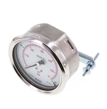 0..40 Bar (0..580 psi) Manometer für Schalttafelmontage Stahl/Messing 100 mm Klasse 1.0 (Halterung)