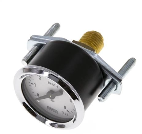 0..6 Bar (0..87 psi) Manometer für Schalttafelmontage Stahl/Messing 40 mm Klasse 2,5 - 1/4'' (Halterung)