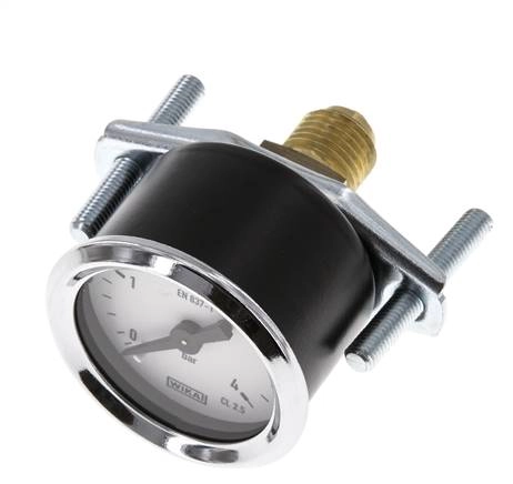 0..4 Bar (0..58 psi) Manometer für Schalttafelmontage Stahl/Messing 40 mm Klasse 2,5 - 1/4'' (Halterung)