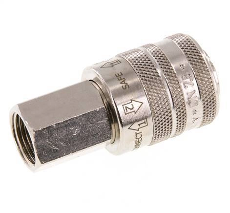 Messing vernickelt DN 7.8 Sicherheitsluftkupplung Muffe G 3/8 Zoll Innengewinde