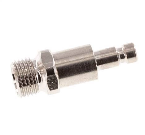 Messing vernickelt DN 2,7 (Micro) Luftkupplungsstecker G 1/8 Zoll Außengewinde Doppelabsperrung