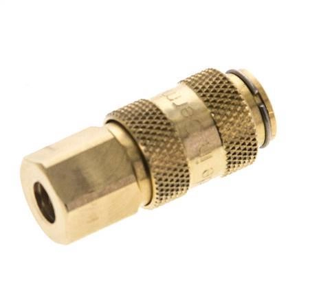 Messing DN 2.7 (Micro) Luftkupplung Muffe M5 Innengewinde Doppelabsperrung