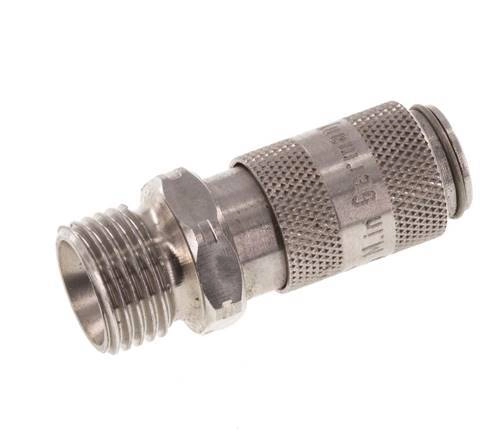 Edelstahl 316L DN 2,7 (Micro) Luftkupplung Muffe G 1/8 Zoll Außengewinde Doppelabsperrung