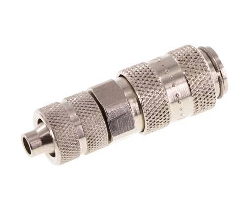 Messing vernickelt DN 2,7 (Micro) Luftkupplungsmuffe 4x6 mm Überwurfmutter