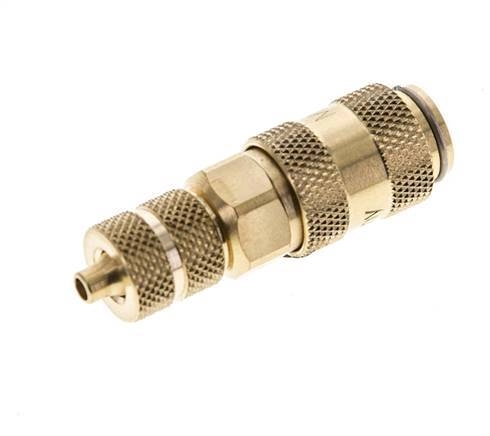 Messing DN 2,7 (Micro) Luftkupplung Muffe 3x4,3 mm Überwurfmutter Doppelabsperrung