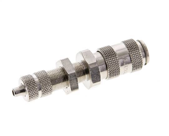 Messing vernickelt DN 2,7 (Micro) Luftkupplung Muffe 3x4,3 mm Überwurfmutter Bulkhead
