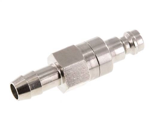 Messing vernickelt DN 5 Luftkupplungsstecker 8 mm Schlauchsäule Doppelabsperrung