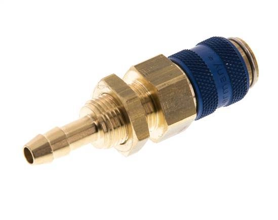 Messing DN 5 Blau Luftkupplung Muffe 6 mm Schlauch Säule Bulkhead