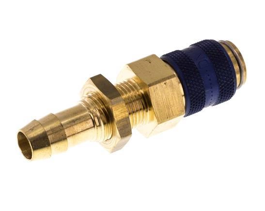 Messing DN 5 Blau Luftkupplung Muffe 9 mm Schlauch Säule Bulkhead Doppelte Absperrung