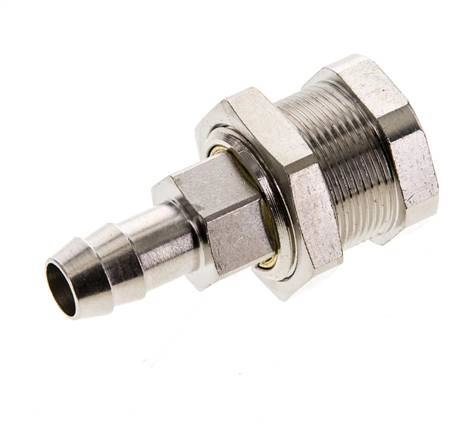 Messing vernickelt DN 5 Luftkupplungsmuffe 9 mm Schlauch Säule Bulkhead Pull-Off