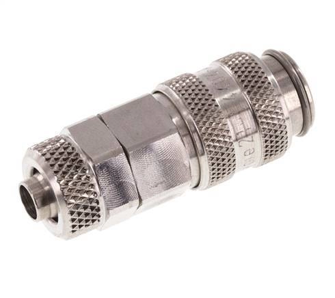 Edelstahl 316L DN 5 Luftkupplungsmuffe 6x8 mm Überwurfmutter Doppelabsperrung