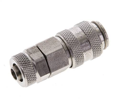 Edelstahl DN 5 Luftkupplung Muffe 6x8 mm Überwurfmutter Doppelabsperrung