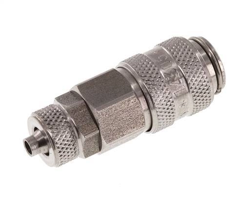 Edelstahl DN 5 Luftkupplung Muffe 4x6 mm Überwurfmutter Doppelabsperrung