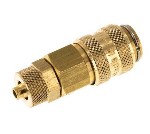 Messing DN 5 Luftkupplungsmuffe 4x6 mm Überwurfmutter