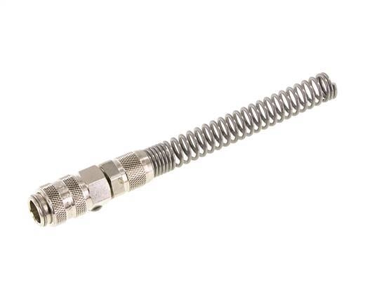 Messing vernickelt DN 5 Luftkupplungsmuffe 6x8 mm Überwurfmutter Biegeschutz