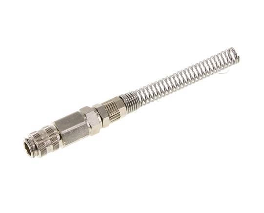 Messing vernickelt DN 5 Luftkupplungsmuffe 6x8 mm Überwurfmutter Biegeschutz drehbar
