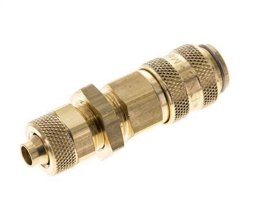 Messing DN 5 Luftkupplung Muffe 6x8 mm Überwurfmutter Bulkhead Doppelabsperrung
