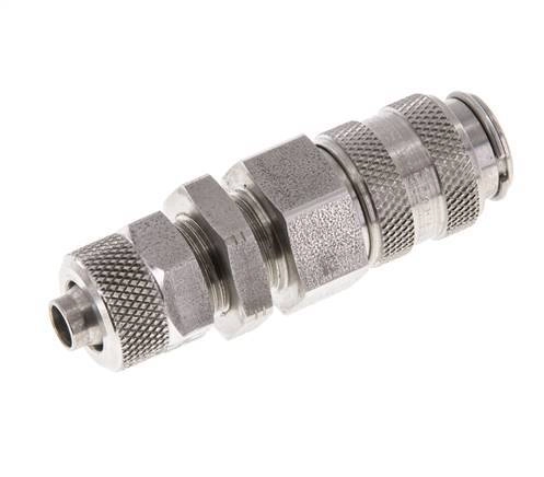 Edelstahl DN 5 Luftkupplung Muffe 6x8 mm Überwurfmutter Bulkhead Doppelabsperrung